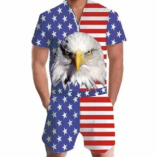 American Flag Eagle Male Romper American flag eagle, America