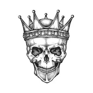 Hand Drawn King Skull Wearing Crown Stock Illustrations - 14