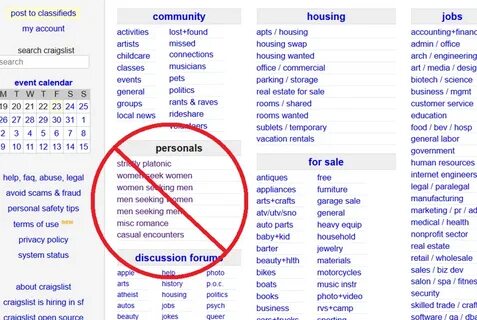 Craigslist closes its personals section after sex traffickin