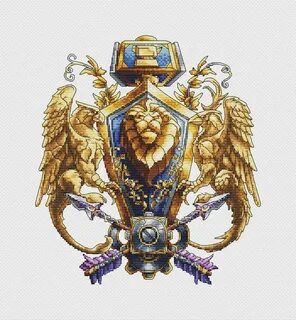 World of Warcraft Crest of the Alliance Cross Stitch Pattern