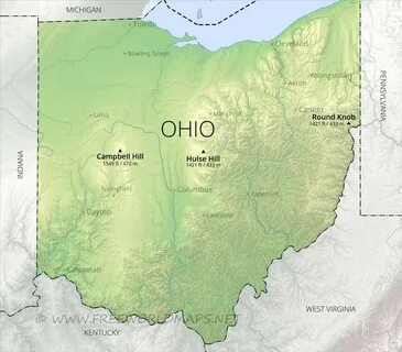 Physical map of Ohio