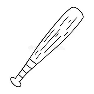 Line Drawing Doodle of a Baseball Bat Stock Vector - Illustr