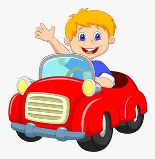 Boy Driving Red Car Clip Art, HD Png Download - kindpng