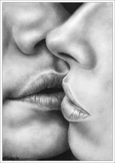 Drawn kisses lip - Pencil and in color drawn kisses lip Good