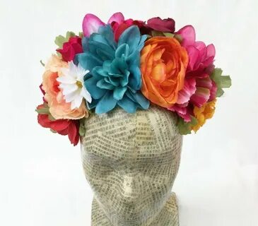 Frida Kahlo Flower Headpiece - Flower Crown, Mexican, Headba