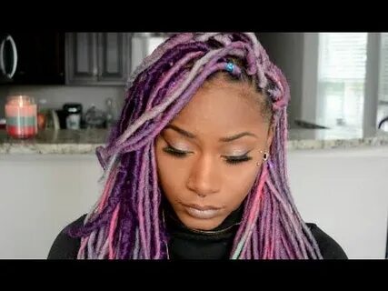 How-to Dye Synthetic Faux Locs PURPLE with Liquid Chalk!! + 