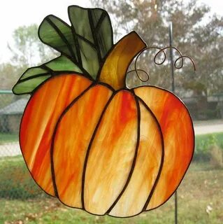 Pumpkin Stained Glass Suncatcher by Nanantz on Etsy, $39.00 