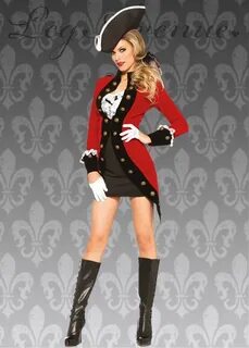 Ladies Captain Hook Style Red Pirate Costume Womens fancy dr