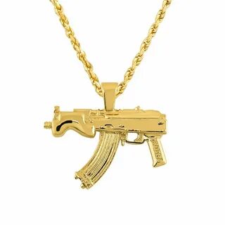 Sale solid gold gun pendant is stock