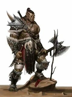 Male Orc Barbarian - Pathfinder PFRPG DND D&D d20 fantasy Du