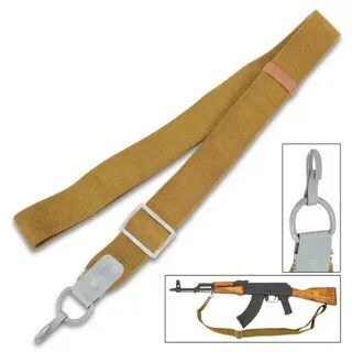 Russian Military AK-47 Canvas Sling - Used - OD Canvas, Nylo