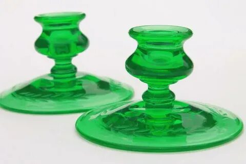 Vintage Green Glass Vases Green Glass Candle Holders Green D