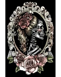Too Fast Skull Cameo Poster Victorian Skeleton Roses Punk Go