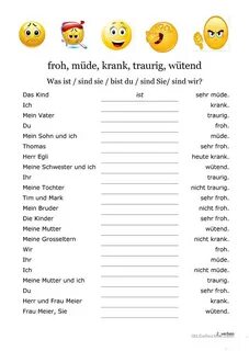 Gefühle und das Verb "sein" - Deutsch Daf Arbeitsblatter