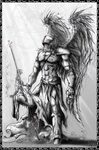 Drawn warrior demon - Pencil and in color drawn warrior demo