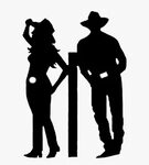 Cowgirl And Cowboy Silhouette , Png Download - Cowboy And Co