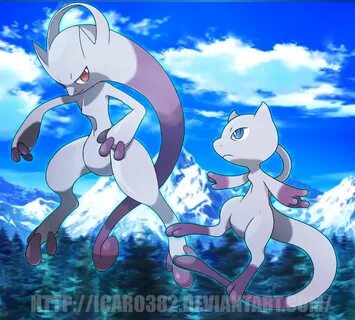 Mega Mewtwo Y and Mega Mew by icaro382 on DeviantArt