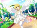 Safebooru - 1girl angel wings blonde hair breasts flower glo