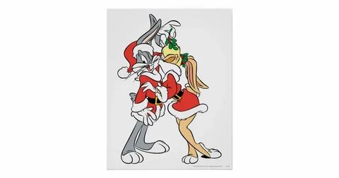 BUGS BUNNY ™ and Lola Mistletoe Kiss Poster Zazzle.com