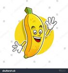 Greeting Banana Mascot Vector Banana Character Stok Vektör (