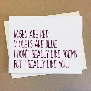 Poem Card. Roses are Red. I Really Like You Card. Girlfriend