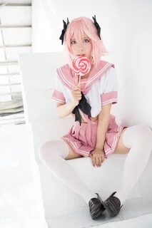 Astolfo femboy cosplay.