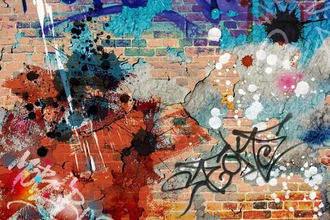 Grunge Graffiti Brick Wall Wallpaper Mural Hovia UK Graffiti