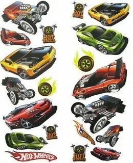 HOT WHEELS race cars wall stickers 20 decals decor room Hot 