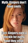 Myth: Gingers don't have souls. Ginger jokes, Redhead quotes