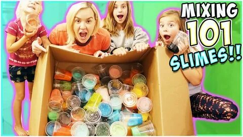 WE MIXED OVER 100 SLIMES AND MADE GIANT SLIME BUBBLES!! - Yo