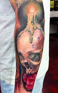 Candle burning on skull tattoo design 2 - Tattoos Book - 65.