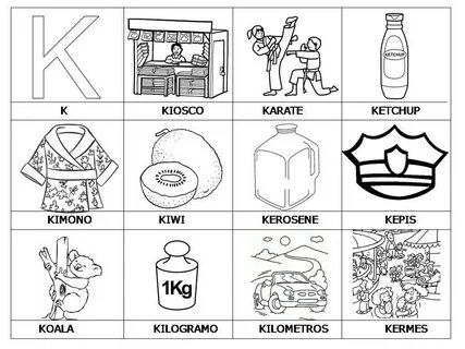 Palabras con "K" con imágenes y dibujos para imprimir Materi