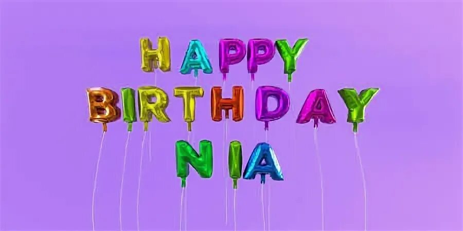 Happy Birthday Nia Card With Balloon Text - 3D Rendered Stoc