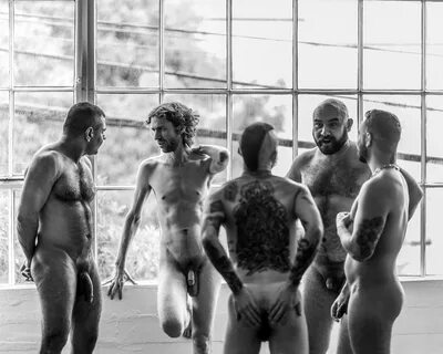 Male groups hanging out naked.