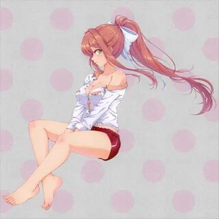 Safebooru - 1girl barefoot between legs breast pocket breast