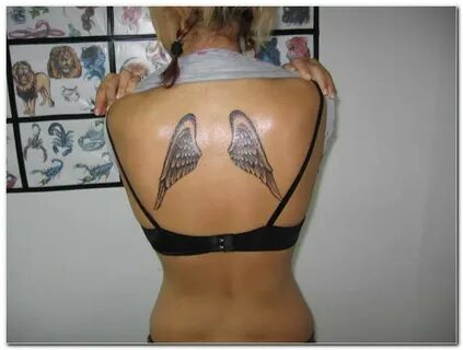 Cute & Feminine Small Angel Wings Back Tattoo Designs for Wo