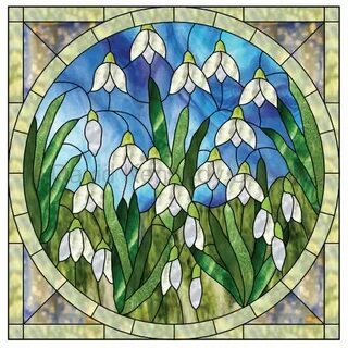 Snowdrops in the Round Stained Glass Pattern. © David Kenned