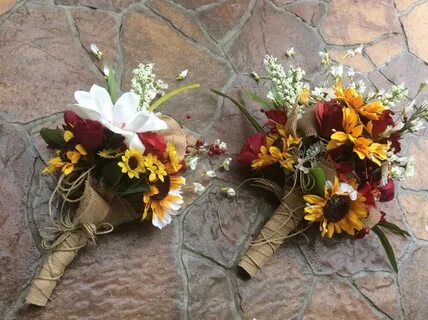 Sunflower Wedding Autumn Fall Burlap Bridal Bouquets Rustic 