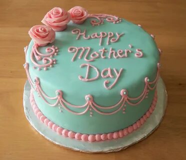 Pink & Blue Mother's Day Cake - Strawberry cake with vanilla