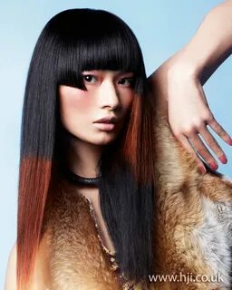 2012 asymmetric fringe dip dyed womens hairstyle - HJI