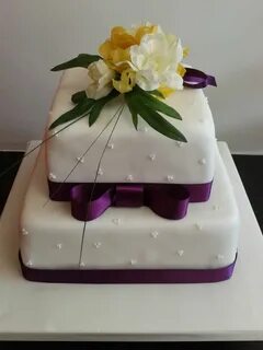 Simple Two Tier Wedding Cake with Flower Topper Simple weddi