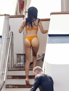 Zoe Kravitz - Spotted in orange bikini aboard a yacht in Pos