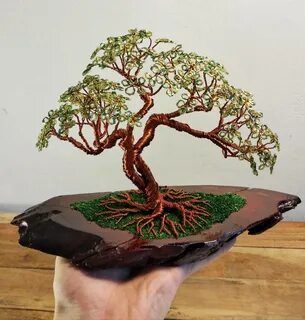 Just finished this beaded copper wire bonsai tree - Imgur