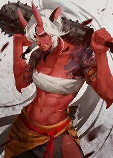 Oni Monster Girls Fantasy character design, Concept art char