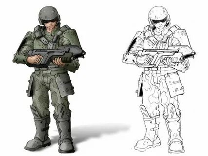 UNSC Marine Halo drawings, Traveller rpg, Armor concept