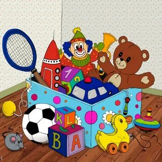 toys in a toybox - Clip Art Library