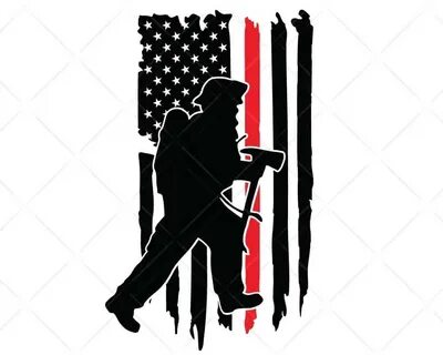 American Flag Firefighter Silhouette SVG Cut Files for Cricu