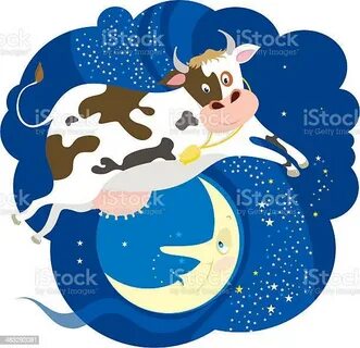 The Cow Jumped Over Moon Stok Vektör Sanatı & İnek‘nin Daha 