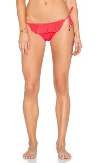 Shoshanna Ruffle String Bikini Bottom in Neon Red REVOLVE