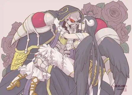 Safebooru - 1boy 1girl ainz ooal gown albedo black hair blac